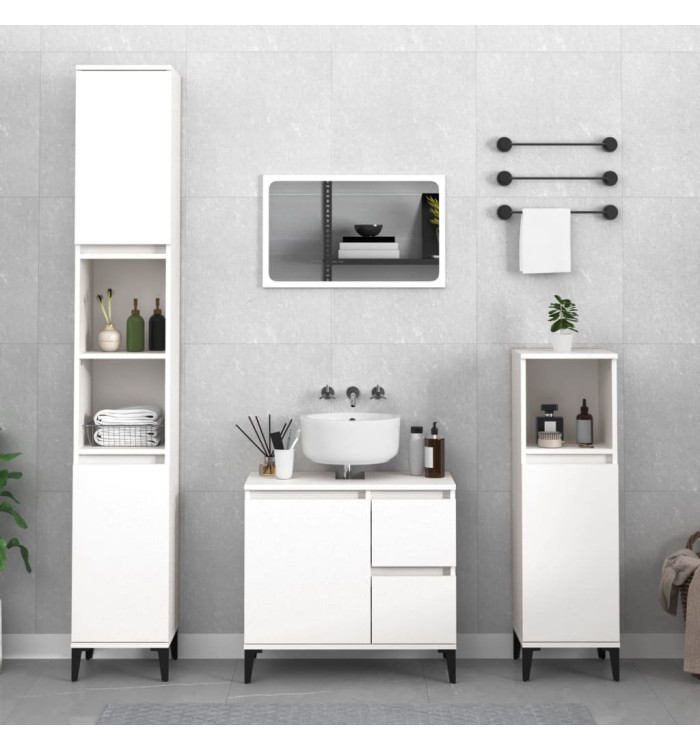 Armoire de salle de bain blanc 30x30x100 cm bois d'ingénierie | Mobilier & Déco