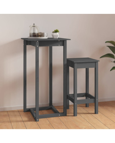Table de bar Gris 60x60x110 cm Bois massif de pin | Mobilier & Déco