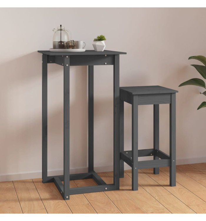 Table de bar Gris 60x60x110 cm Bois massif de pin | Mobilier & Déco