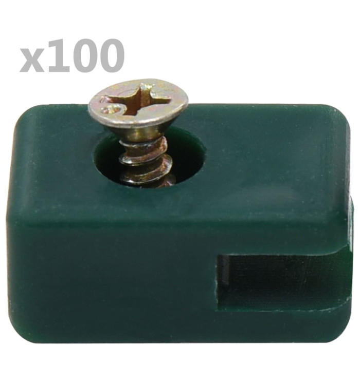 Ensemble de 100 supports de fil de clôture avec vis Vert | Mobilier & Déco