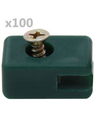 Ensemble de 100 supports de fil de clôture avec vis Vert | Mobilier & Déco