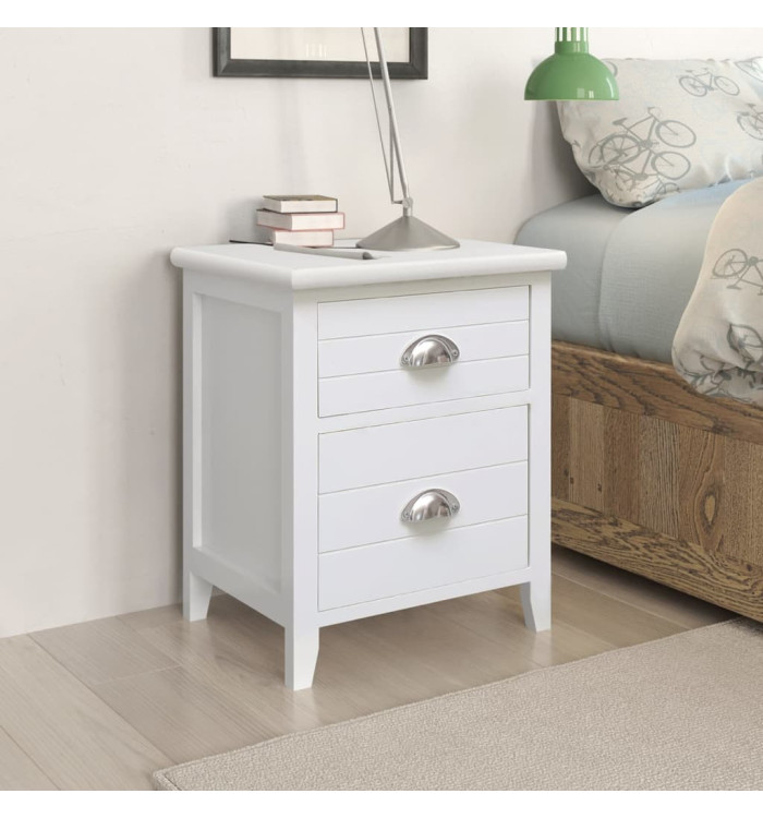 Table de chevet 2 pcs avec 2 tiroirs Blanc | Mobilier & Déco