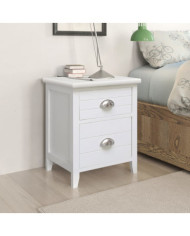 Table de chevet 2 pcs avec 2 tiroirs Blanc | Mobilier & Déco