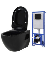 Toilette suspendue au mur avec réservoir caché Céramique Noir | Mobilier & Déco