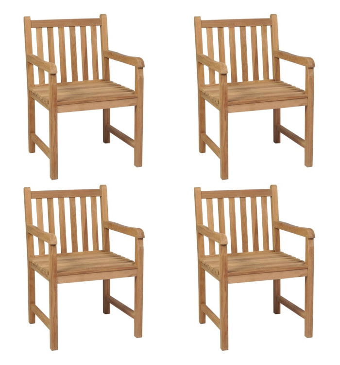 Chaises d'extérieur lot de 4 Bois de teck solide | Mobilier & Déco