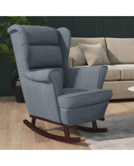 Fauteuil à bascule et pieds en bois d'hévéa Gris foncé Velours | Mobilier & Déco