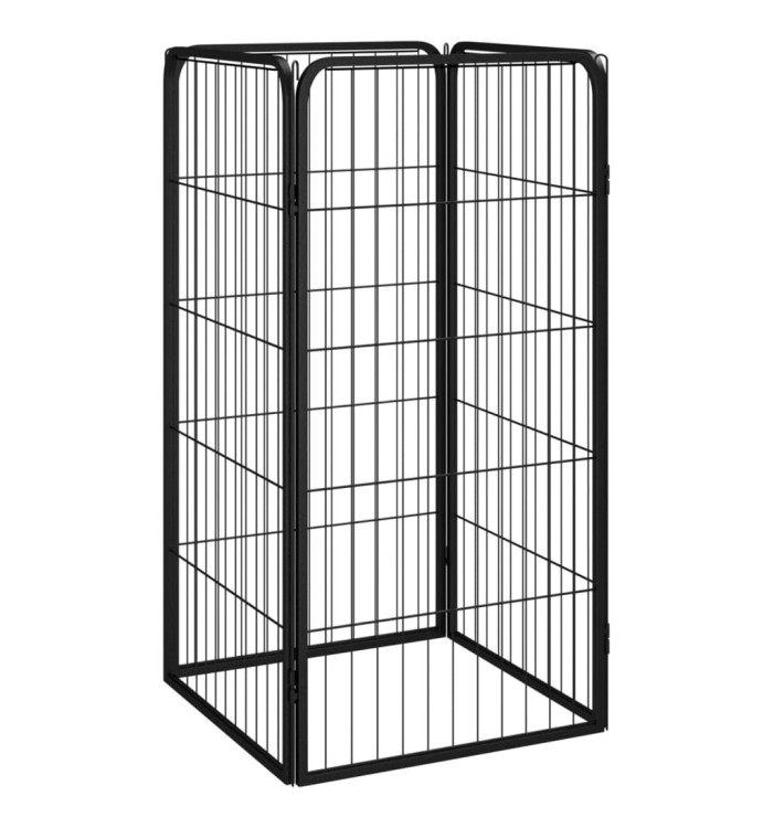 Parc pour chien 4 panneaux Noir 50x100cm Acier enduit de poudre | Mobilier & Déco