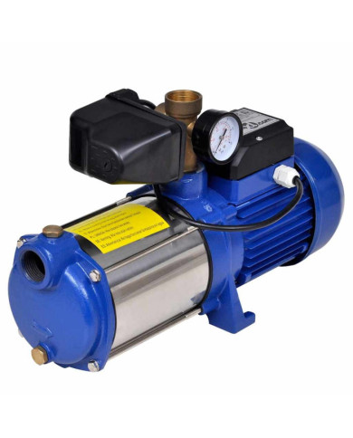Pompe à jet avec manomètre 1300 W 5100 L/h Bleu | Mobilier & Déco