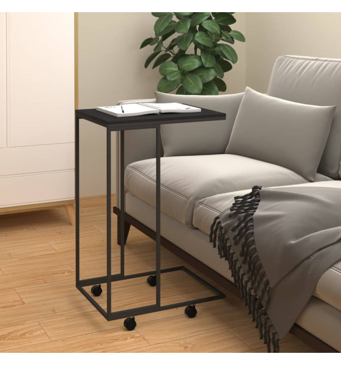 Table d'appoint avec roues Noir 40x30x63,5 cm Bois d'ingénierie | Mobilier & Déco