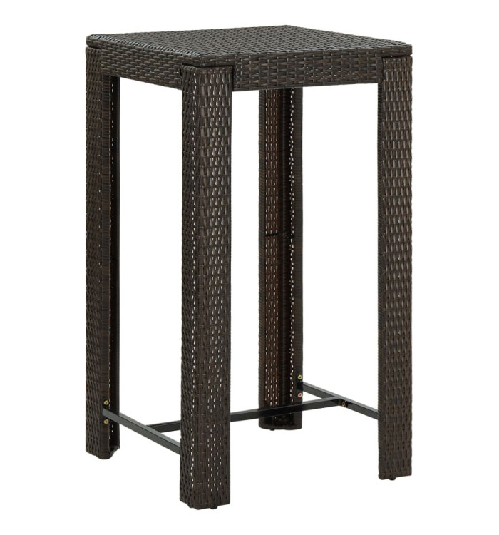 Table de bar de jardin Marron 60,5x60,5x110,5 cm Résine tressée | Mobilier & Déco