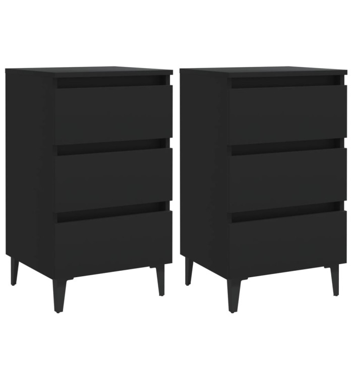 Tables de chevet avec pieds en métal 2 pcs noir 40x35x69 cm | Mobilier & Déco