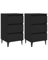 Tables de chevet avec pieds en métal 2 pcs noir 40x35x69 cm | Mobilier & Déco