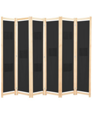 Cloison de séparation 6 panneaux Noir 240 x 170 x 4 cm Tissu | Mobilier & Déco