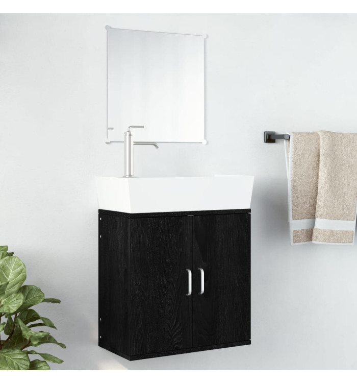 Ensemble de meubles salle de bain 2 pcs noir bois d'ingénierie | Mobilier & Déco