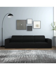 Housse extensible de canapé 4 places Noir Jersey de polyester | Mobilier & Déco