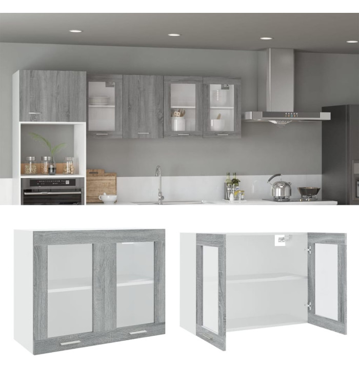 Armoire en verre suspendue "Lyon" Sonoma gris | Mobilier & Déco