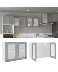 Armoire en verre suspendue "Lyon" Sonoma gris | Mobilier & Déco