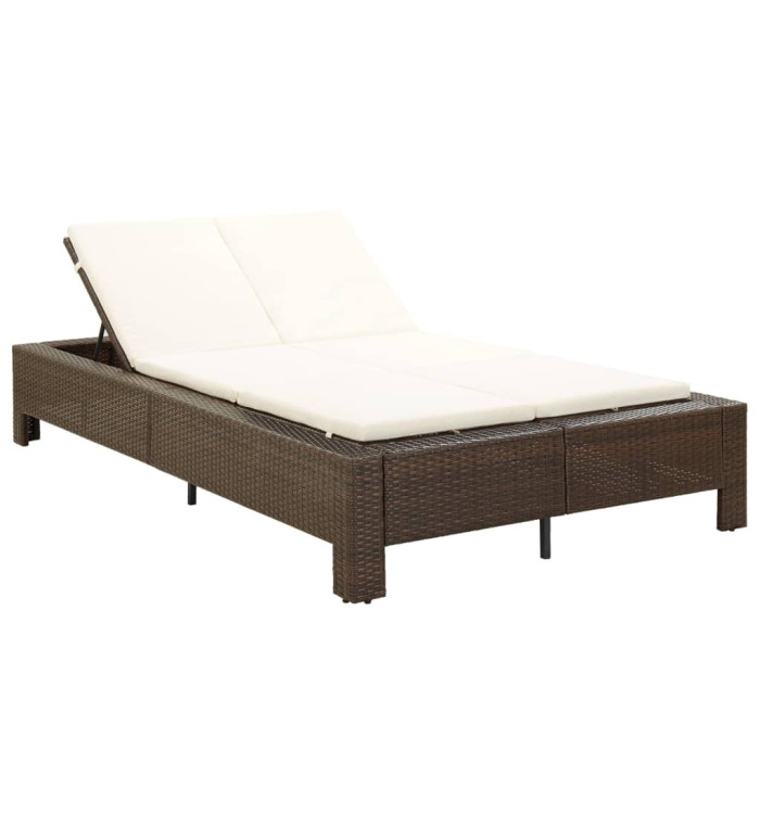 Transat à 2 places avec coussin Marron Résine tressée | Mobilier & Déco