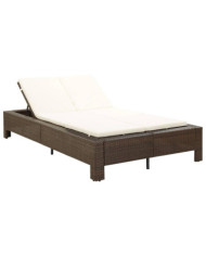 Transat à 2 places avec coussin Marron Résine tressée | Mobilier & Déco