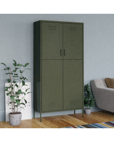 Garde-robe Vert olive 90x50x180 cm Acier | Mobilier & Déco