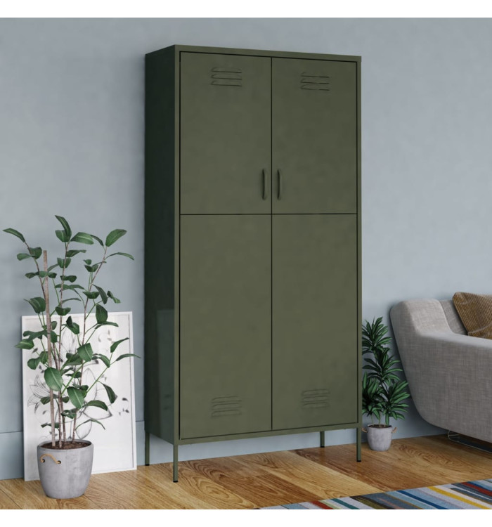Garde-robe Vert olive 90x50x180 cm Acier | Mobilier & Déco