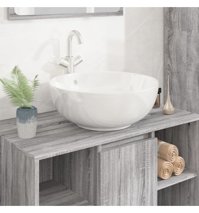 Lavabo blanc 44x17 cm céramique rond | Mobilier & Déco