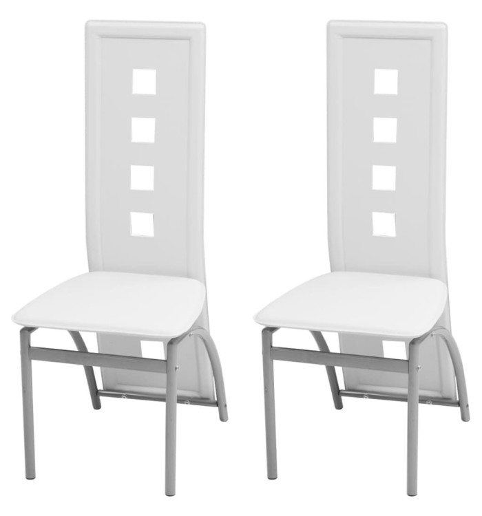 Chaises à manger lot de 2 blanc similicuir | Mobilier & Déco
