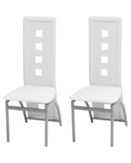 Chaises à manger lot de 2 blanc similicuir | Mobilier & Déco