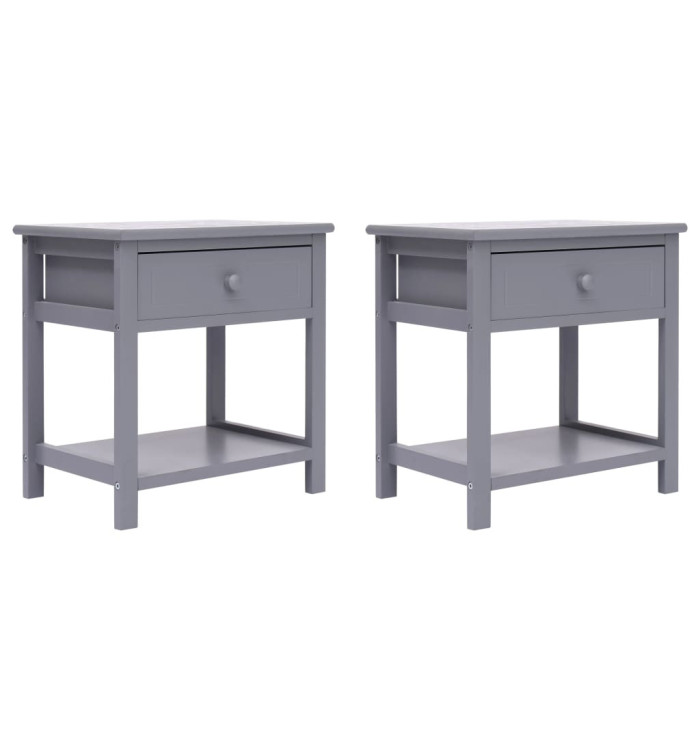 Tables de chevet 2 pcs Gris 40x29x42 cm Bois de Paulownia | Mobilier & Déco