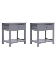 Tables de chevet 2 pcs Gris 40x29x42 cm Bois de Paulownia | Mobilier & Déco