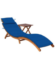 Chaise longue de jardin avec table et coussin Bois d'acacia | Mobilier & Déco