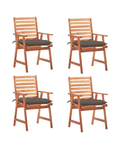Chaises à manger d'extérieur lot de 4 et coussins Acacia massif | Mobilier & Déco