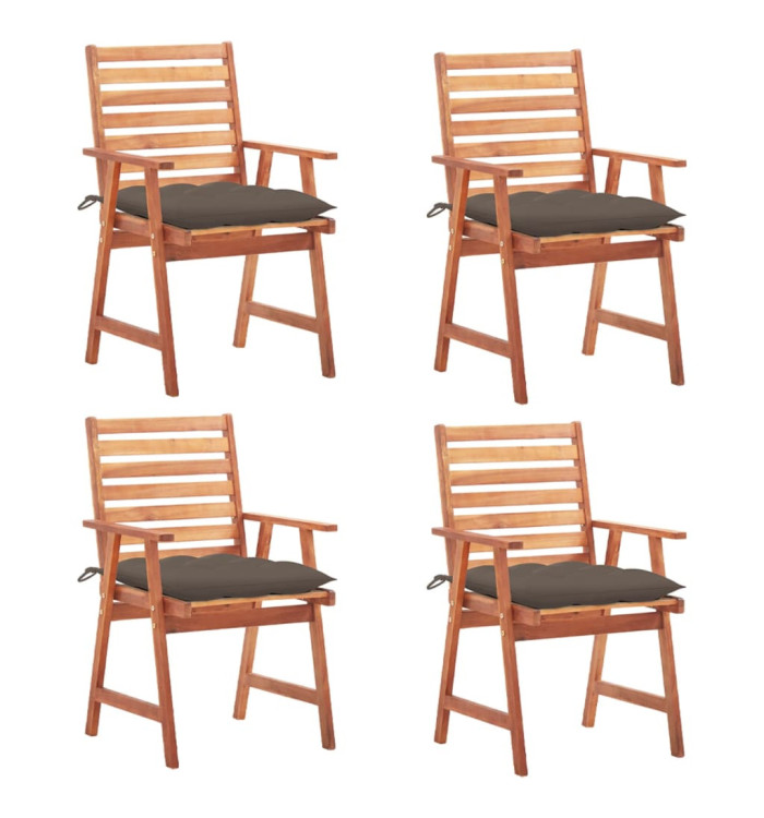 Chaises à manger d'extérieur lot de 4 et coussins Acacia massif | Mobilier & Déco