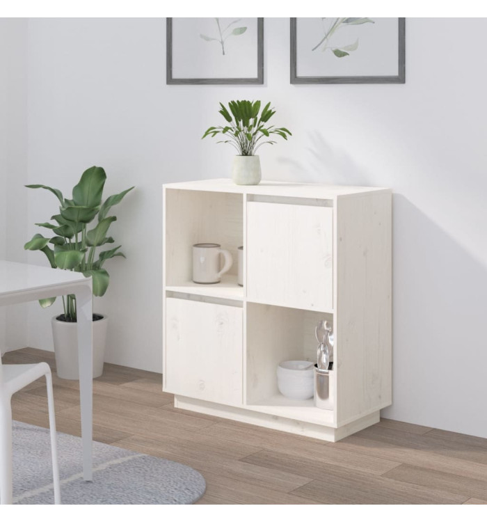 Buffet blanc 74x35x80 cm bois massif de pin | Mobilier & Déco