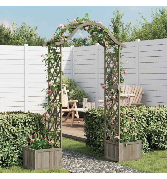 Pergola de jardin avec jardinière Gris Bois pin massif | Mobilier & Déco