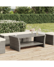 Table basse gris 100x50x40 cm résine tressée | Mobilier & Déco
