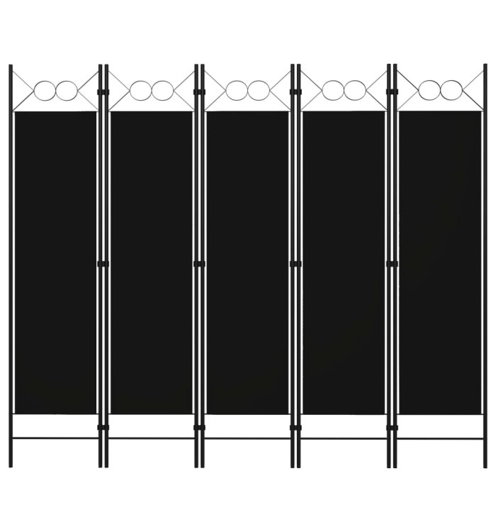Cloison de séparation 5 panneaux Noir 200x180 cm | Mobilier & Déco