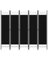 Cloison de séparation 5 panneaux Noir 200x180 cm | Mobilier & Déco