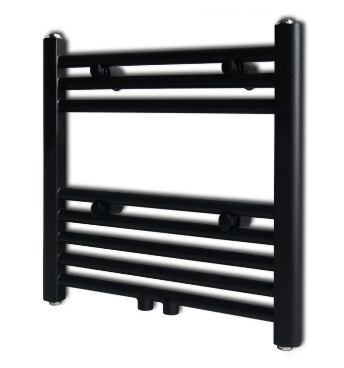 Sèche-serviettes eau chaude à rails droits noir 480 x 480 mm | Mobilier & Déco