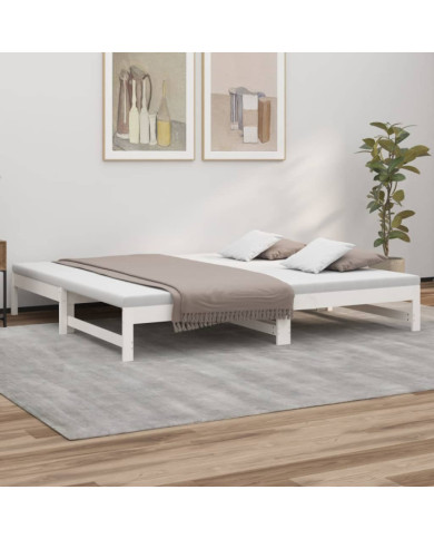 Lit coulissant sans matelas blanc 2x(80x200)cm | Mobilier & Déco