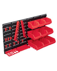 Kit de bacs de stockage et panneaux muraux 34 pcs Rouge et noir | Mobilier & Déco