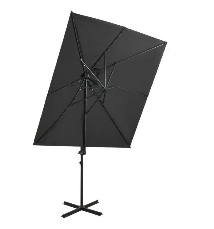 Parasol de jardin en porte-à-faux à double toit anthracite | Mobilier & Déco
