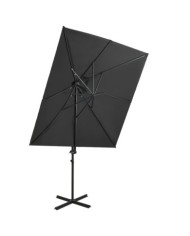 Parasol de jardin en porte-à-faux à double toit anthracite | Mobilier & Déco