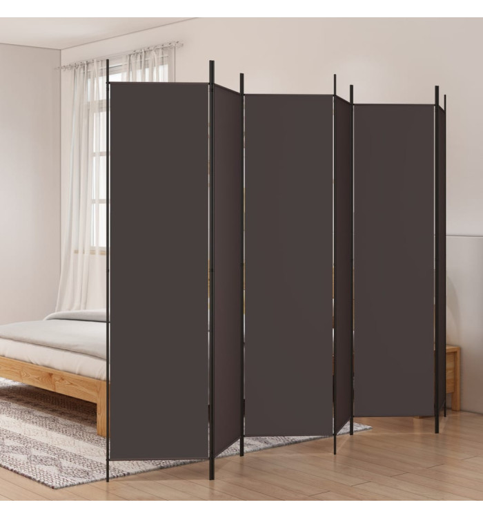 Cloison de séparation 6 panneaux Marron 300x200 cm Tissu | Mobilier & Déco