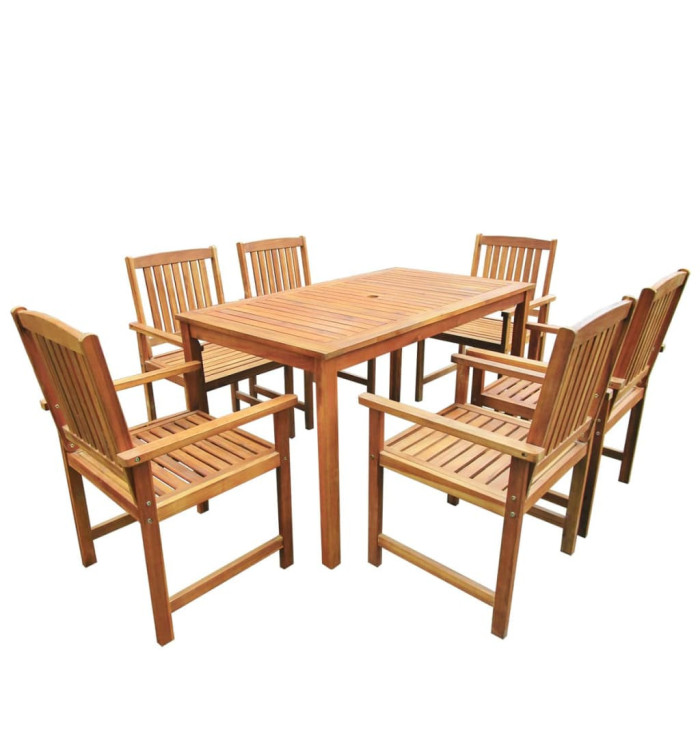 Jeu de salle à manger d'extérieur 7 pcs Bois d'acacia solide | Mobilier & Déco