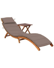 Chaise longue de jardin avec table et coussin Bois d'acacia | Mobilier & Déco