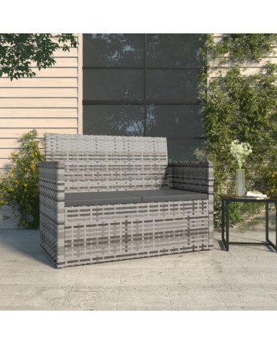 Banc de jardin avec coussins Gris 105 cm Résine tressée | Mobilier & Déco