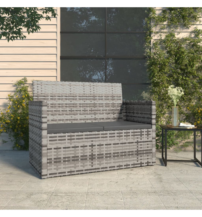 Banc de jardin avec coussins Gris 105 cm Résine tressée | Mobilier & Déco