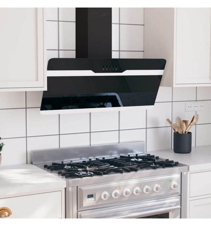 Hotte murale 90 cm Acier et verre trempé Noir | Mobilier & Déco