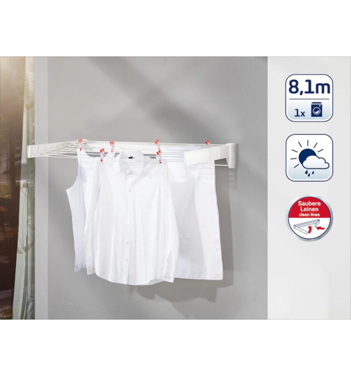 Leifheit Étendoir mural Telegant Plus 100 blanc 83100 | Mobilier & Déco